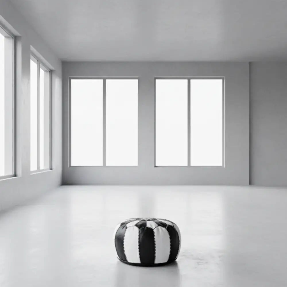 Single Black and White Moroccan Ottoman