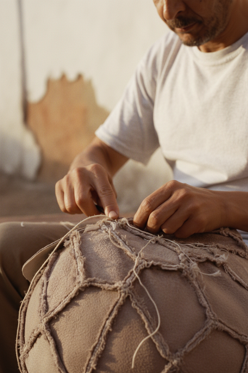 Artisan Savoir-faire — mains sur le cuir