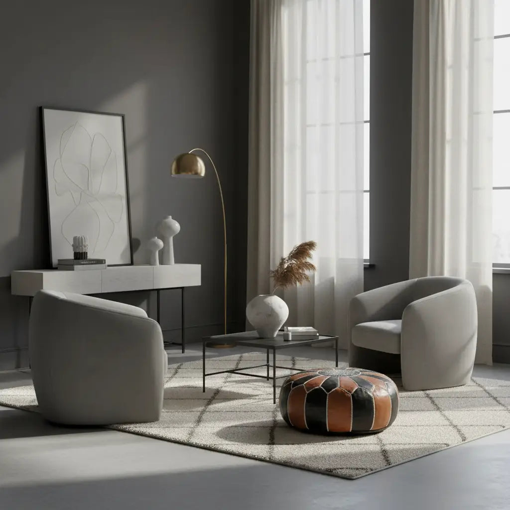 Black and Tan Moroccan Ottoman - Sophisticated Balance