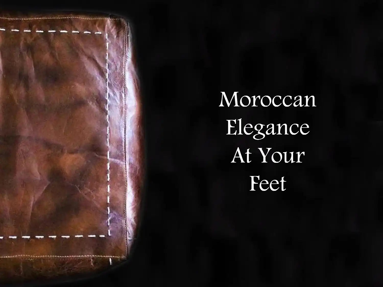 Brown leather with decorative white stitching.