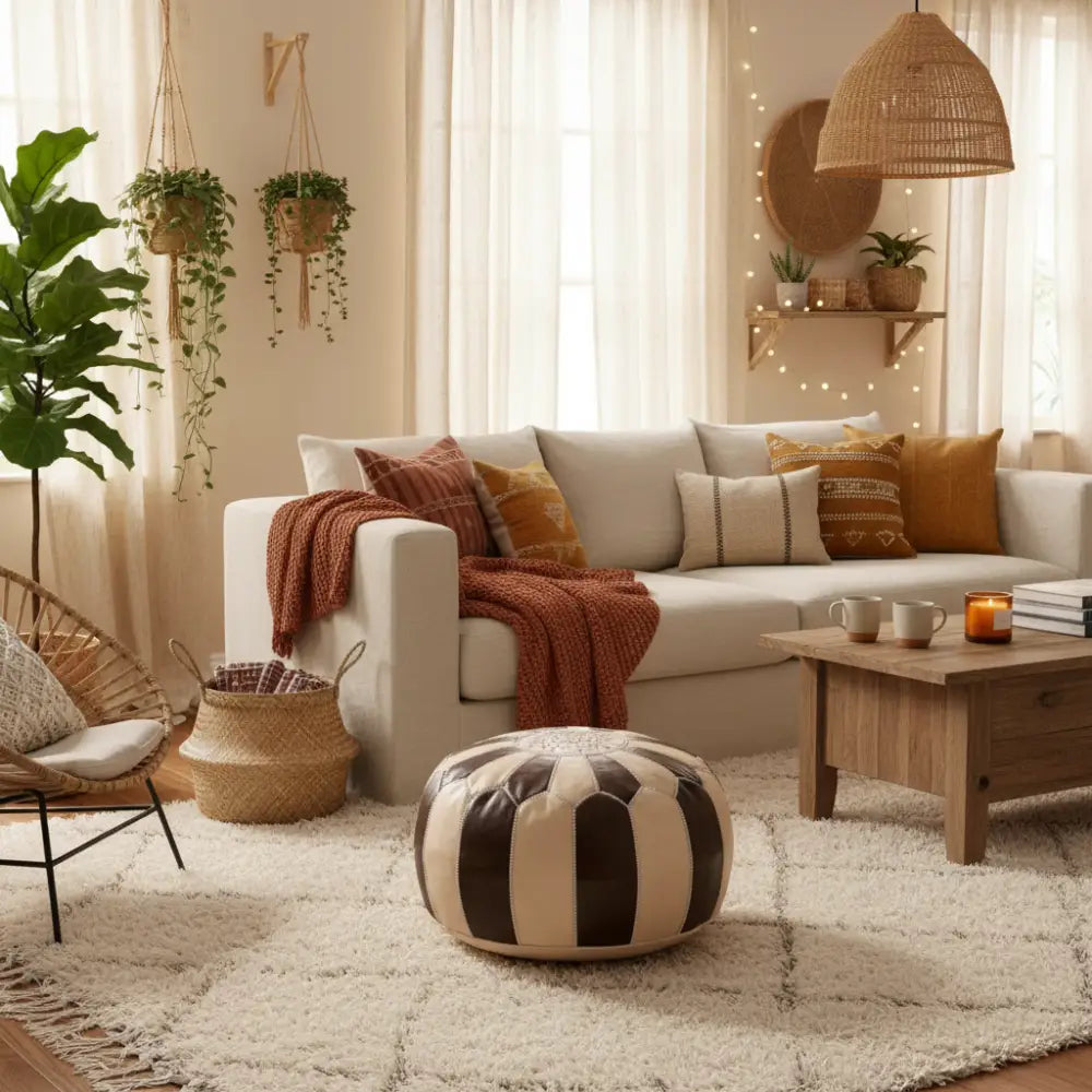 Natural and Brown Moroccan Ottoman Lifestyle