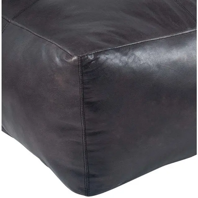 Moroccan Leather Large Ottoman - Square - Black - Coffee Table