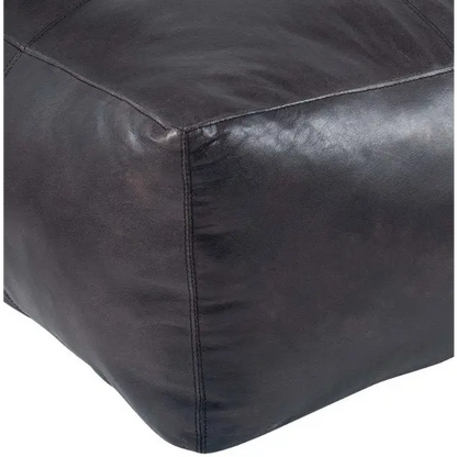Moroccan Leather Large Ottoman - Square - Black - Coffee Table