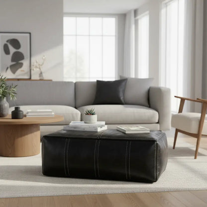 Black Rectangular Ottoman - Compact Proportions