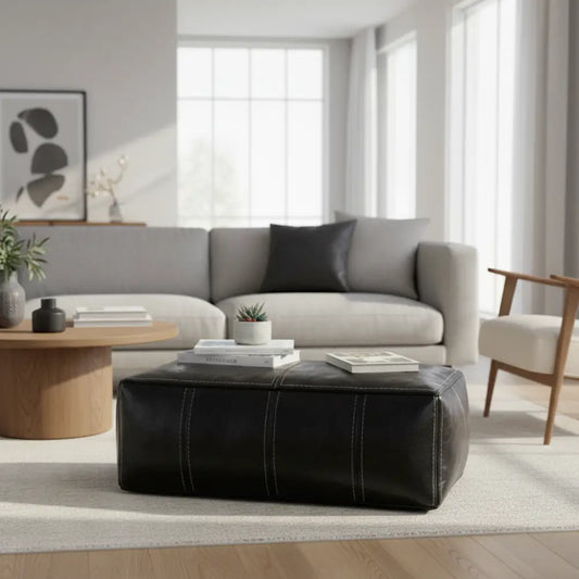 Black Rectangular Ottoman - Compact Proportions