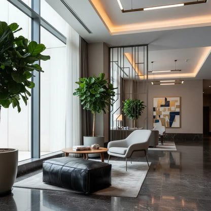 Black Rectangular Ottoman in Lobby - New Position