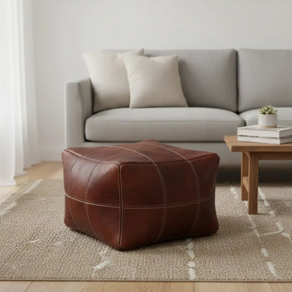 Moroccan Leather Ottoman Chessboard