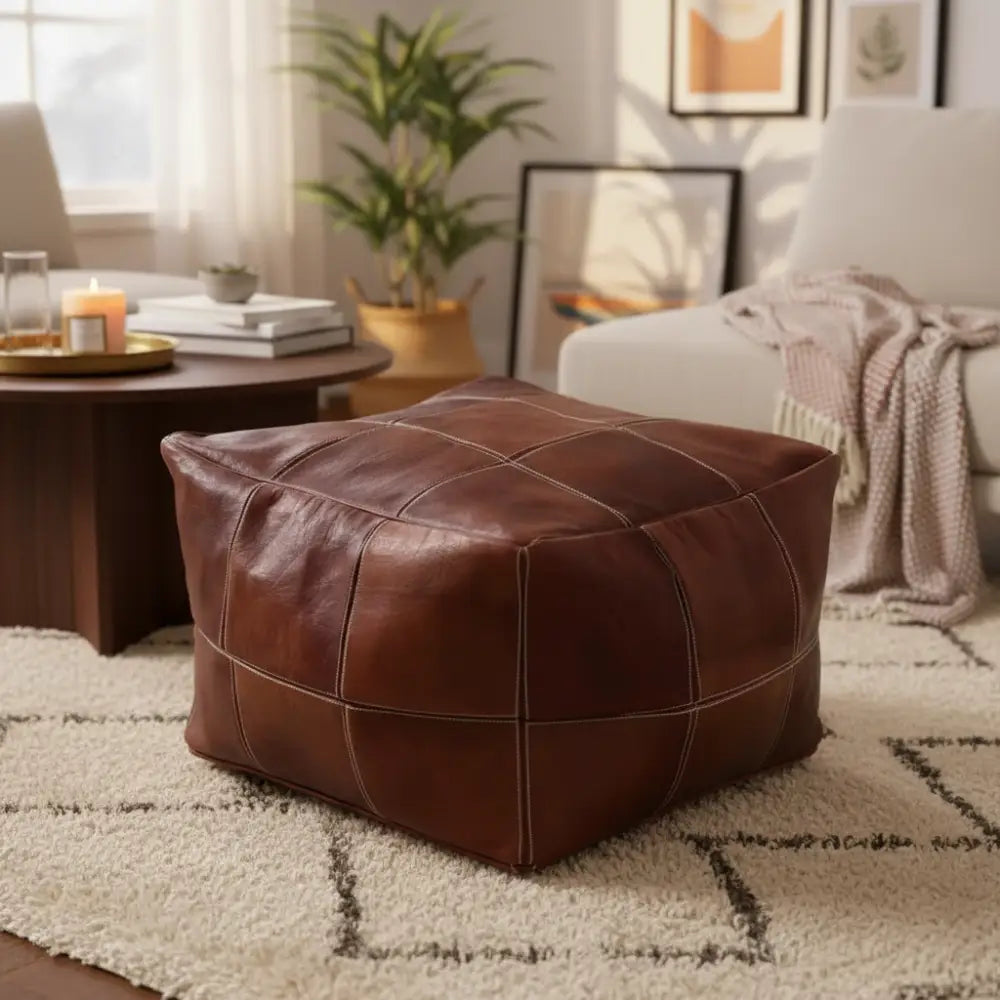 Moroccan Leather Ottoman Chessboard