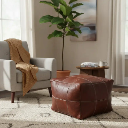 Moroccan Leather Ottoman Chessboard