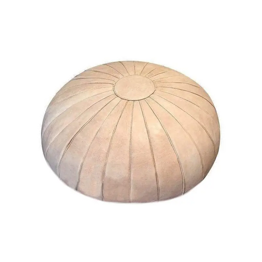 Moroccan Leather Ottoman - Pumpkin Design - Undyed