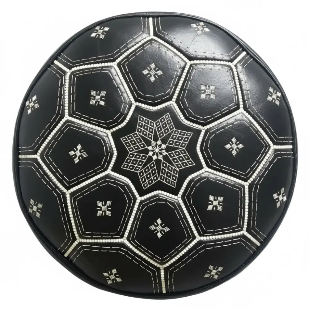 Moroccan Leather Tile Ottoman - Top View