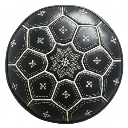 Moroccan Leather Tile Ottoman - Top View