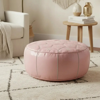 Soft Pink Tile Design Ottoman - Authentic Design in Warm Setting