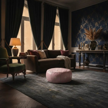 Soft Pink Tile Ottoman - Editorial Interior Scene