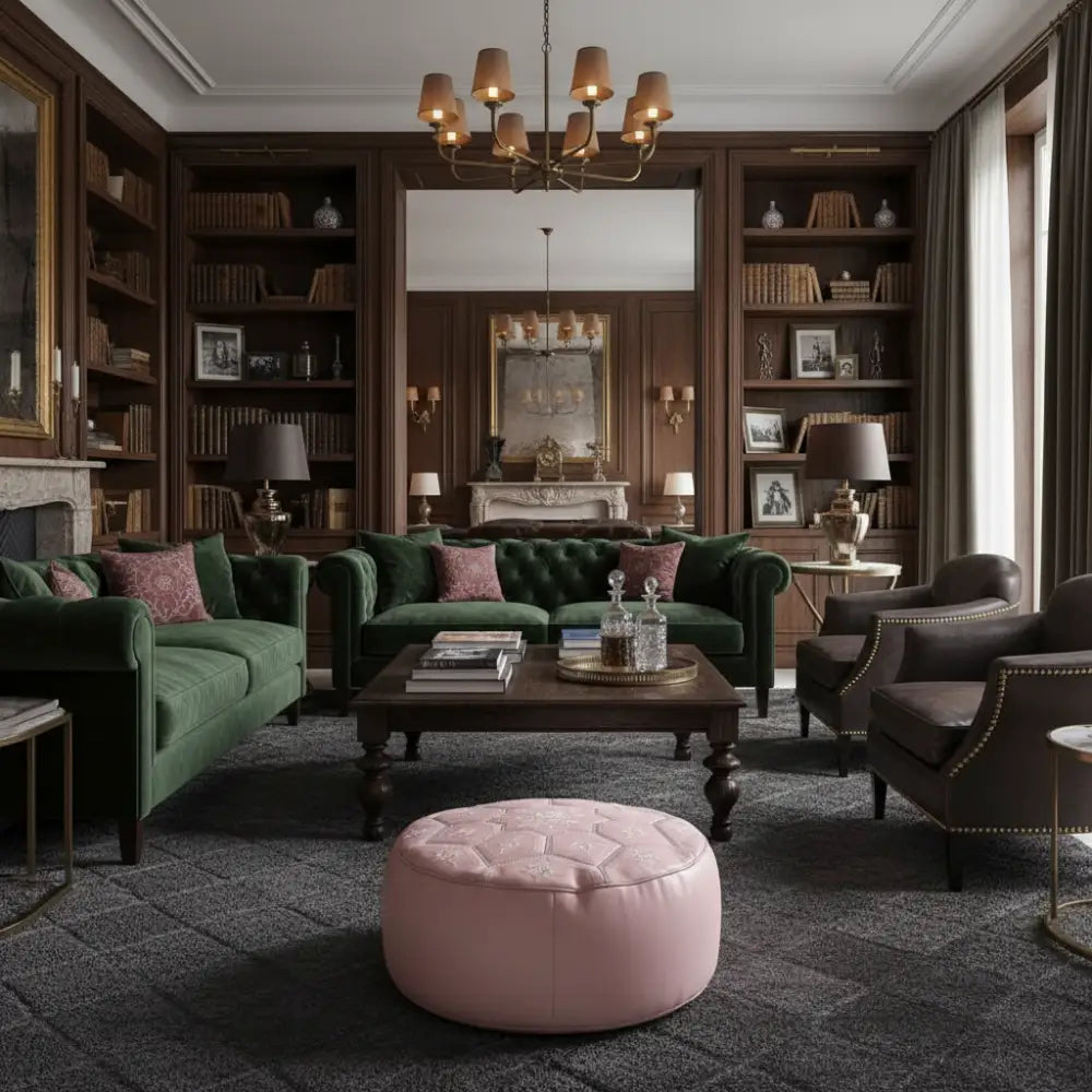 Soft Pink Tile Ottoman - Luxurious Interior Context