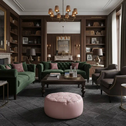 Soft Pink Tile Ottoman - Luxurious Interior Context