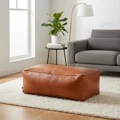 Caramel Rectangular Ottoman in Contemporary Living Space