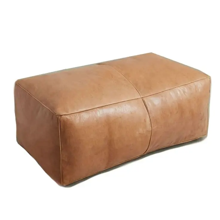 Universal Rectangular Leather Ottoman - Undyed